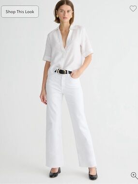 J. Crew White High-Rise Wide-Leg Jeans